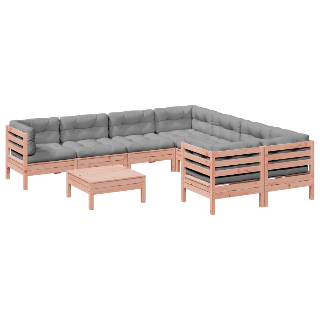 9 Piece Garden Sofa Set with Cushions Solid Wood Douglas Fir