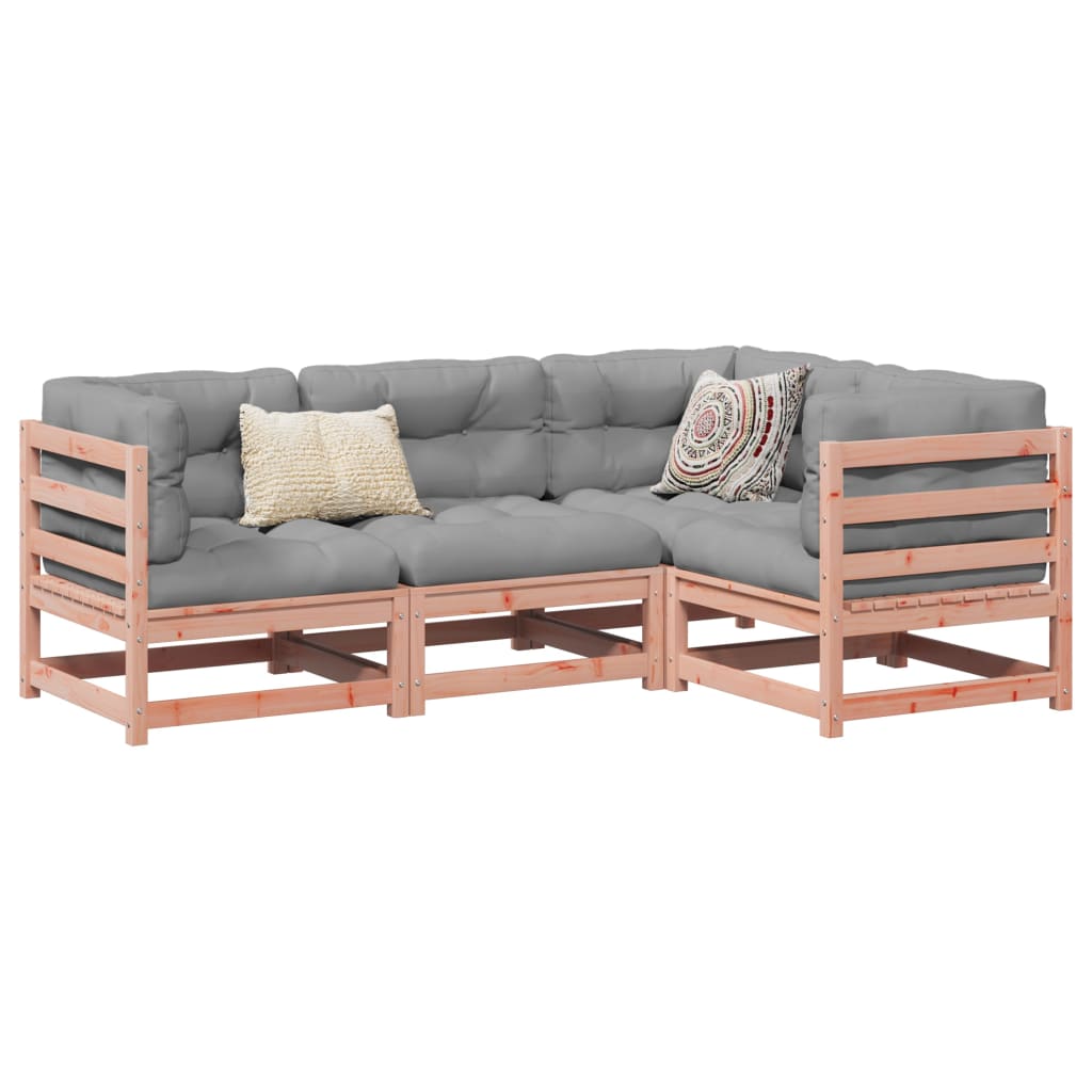 4 Piece Garden Sofa Set with Cushions Solid Wood Douglas Fir