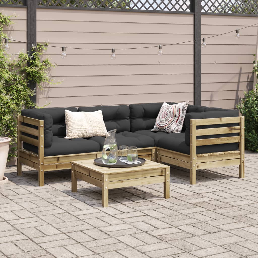 5 Piece Garden Sofa Set with Cushions Impregnated Wood Pine