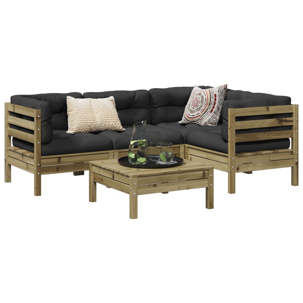 5 Piece Garden Sofa Set with Cushions Impregnated Wood Pine