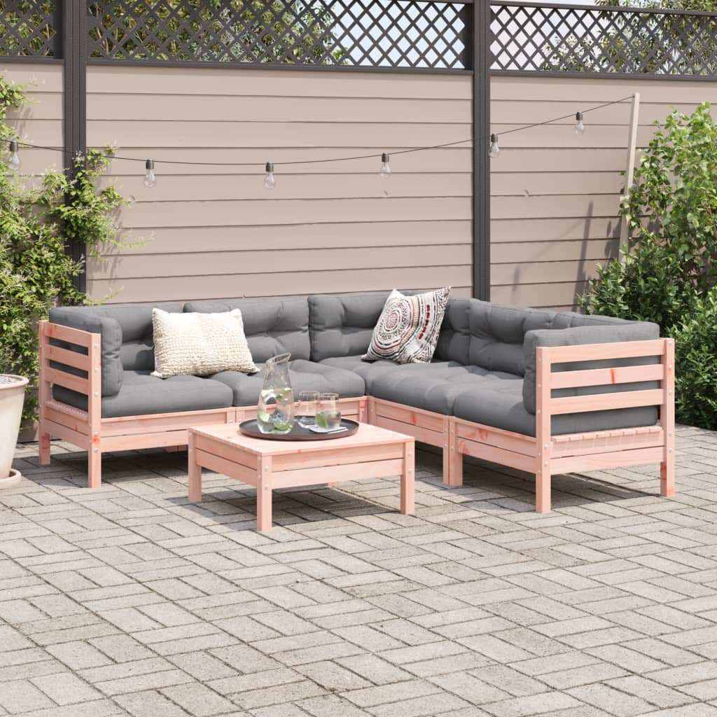 6 Piece Garden Sofa Set with Cushions Solid Wood Douglas Fir