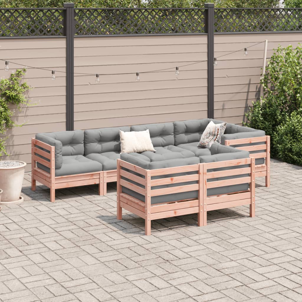 7 Piece Garden Sofa Set with Cushions Solid Wood Douglas Fir