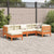 6 Piece Garden Sofa Set with Cushions Wax Brown Solid Wood Pine