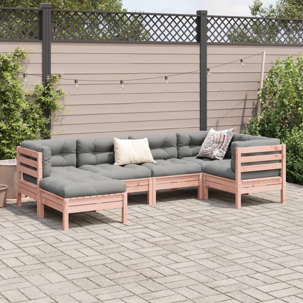 6 Piece Garden Sofa Set with Cushions Solid Wood Douglas Fir