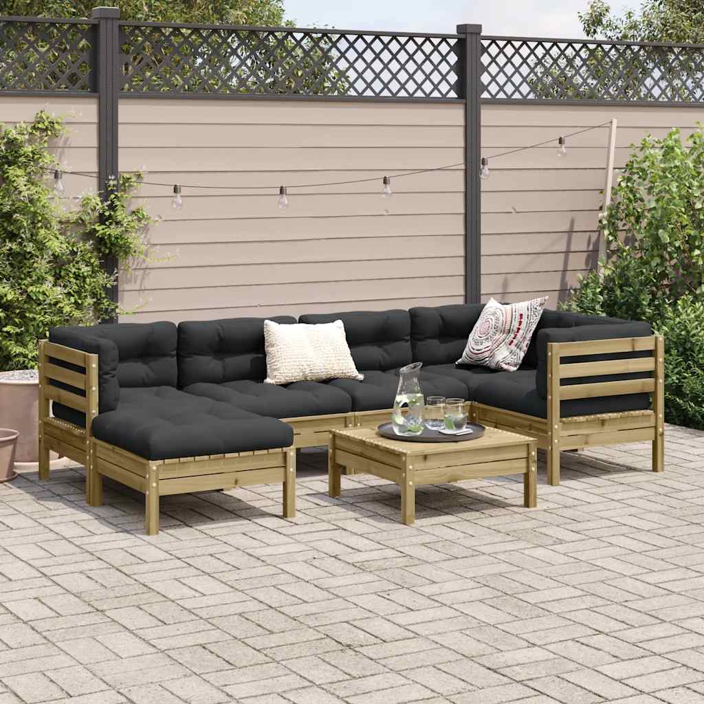 7 Piece Garden Sofa Set with Cushions Impregnated Wood Pine