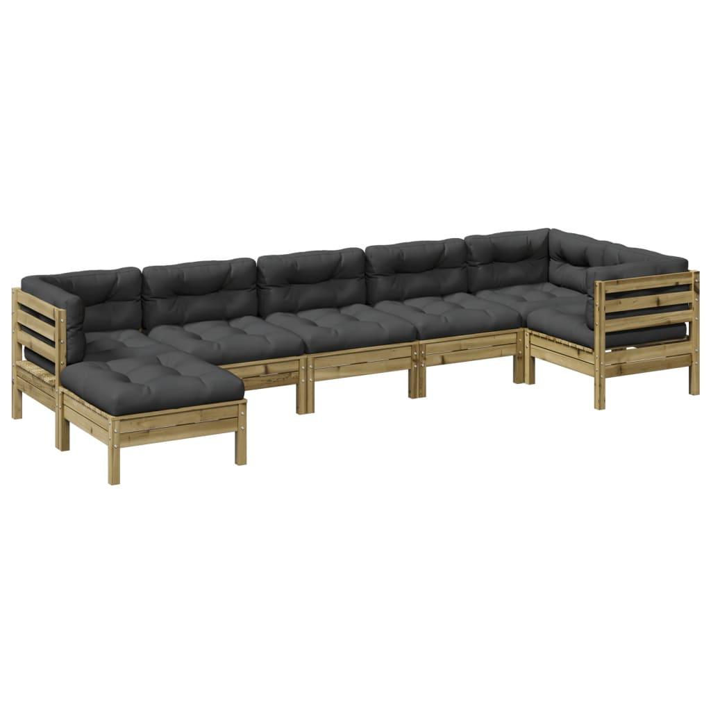 7 Piece Garden Sofa Set with Cushions Impregnated Wood Pine