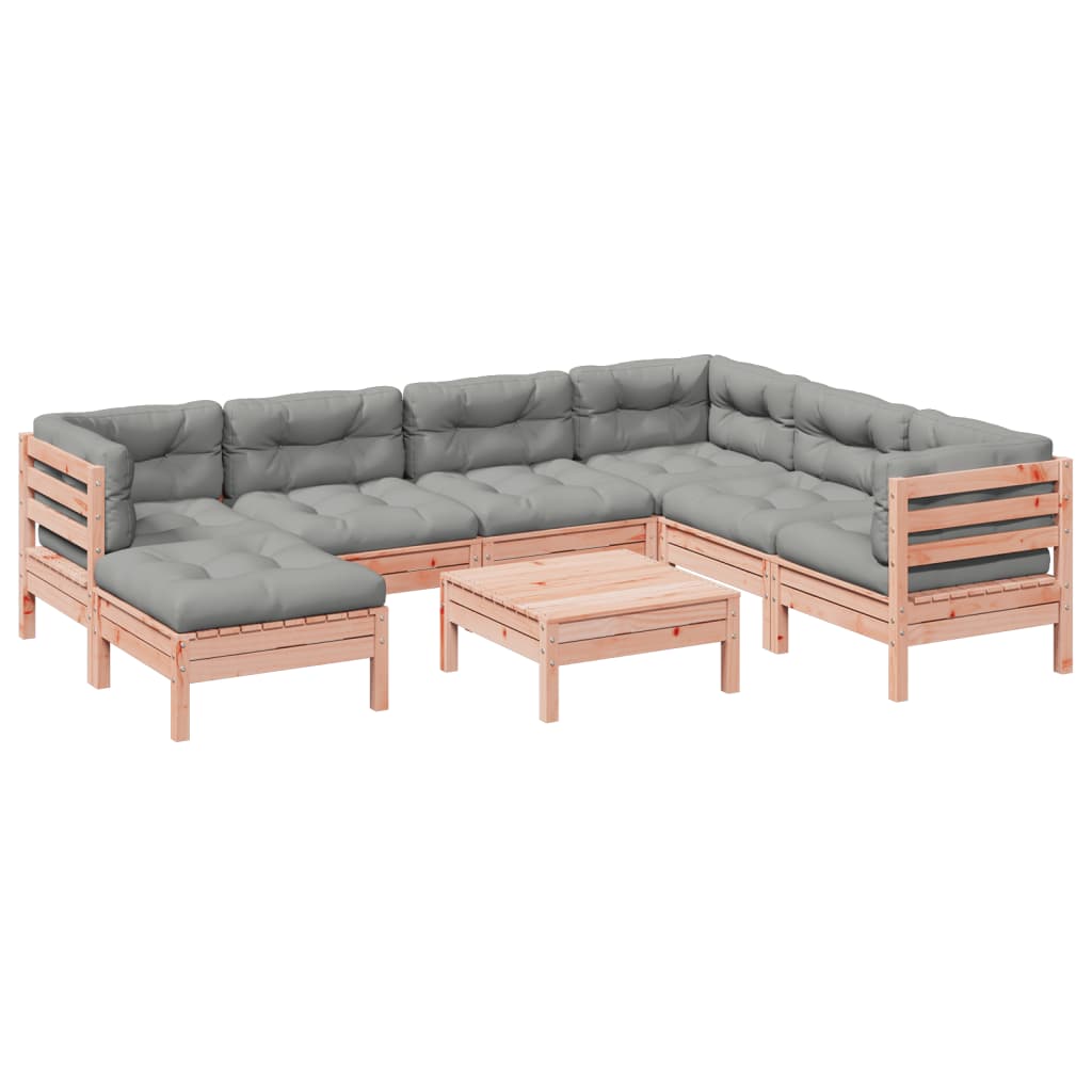 8 Piece Garden Sofa Set with Cushions Solid Wood Douglas Fir