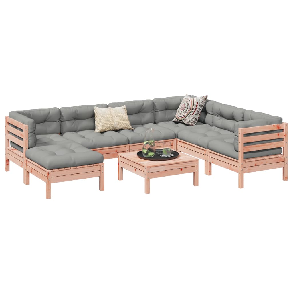 8 Piece Garden Sofa Set with Cushions Solid Wood Douglas Fir