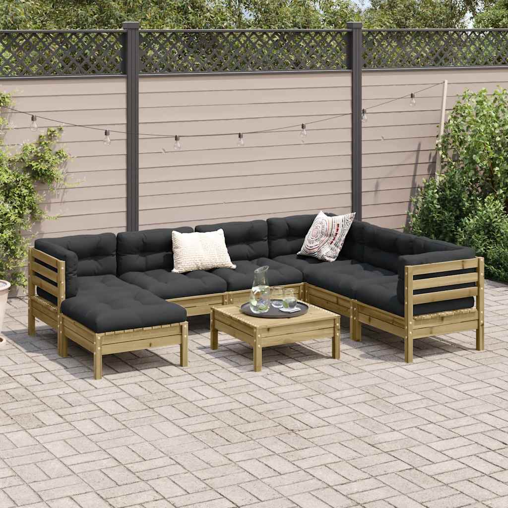 8 Piece Garden Sofa Set with Cushions Impregnated Wood Pine