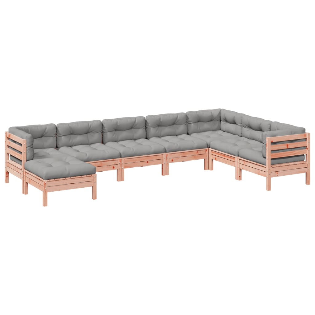 8 Piece Garden Sofa Set with Cushions Solid Wood Douglas Fir