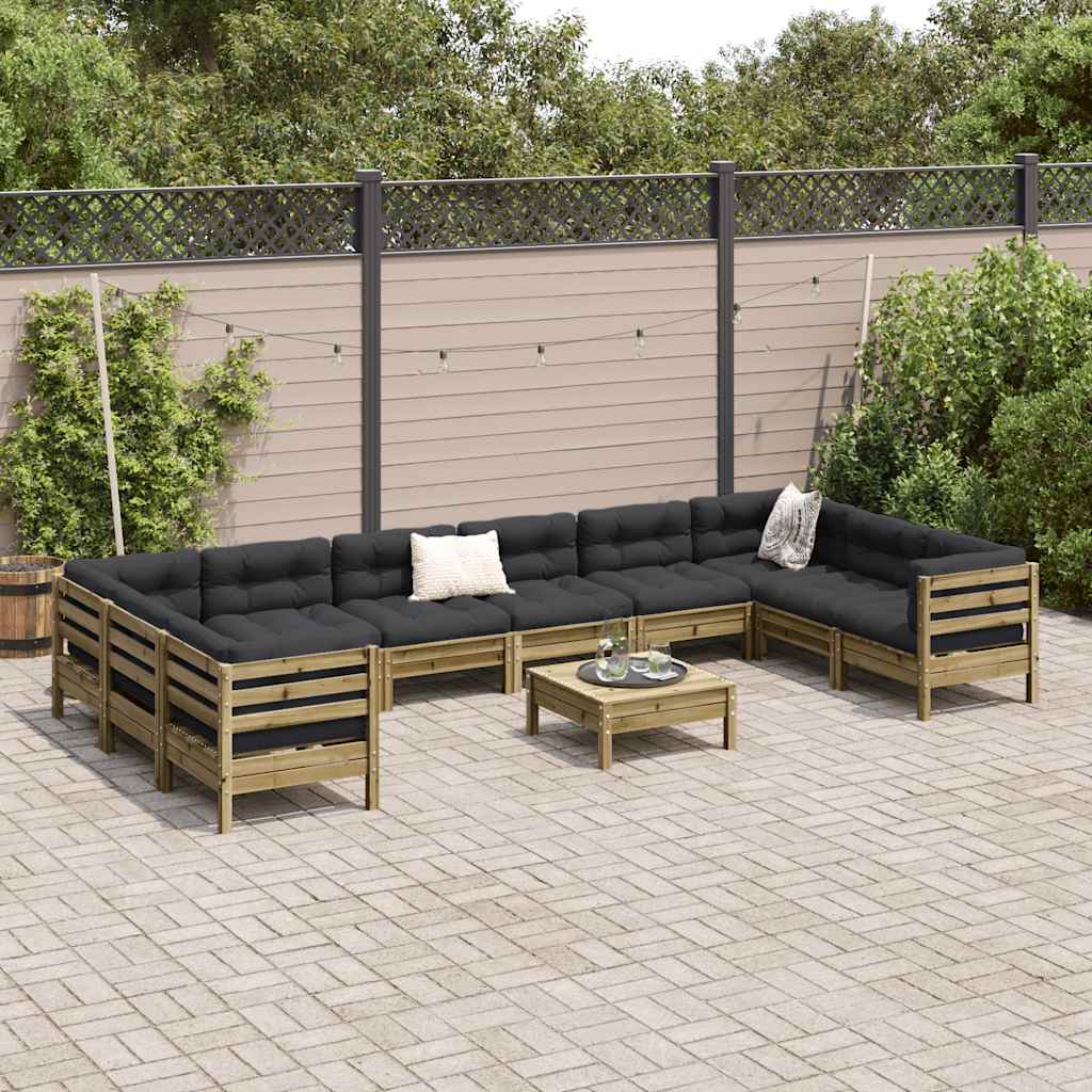 11 Piece Garden Sofa Set with Cushions Impregnated Wood Pine