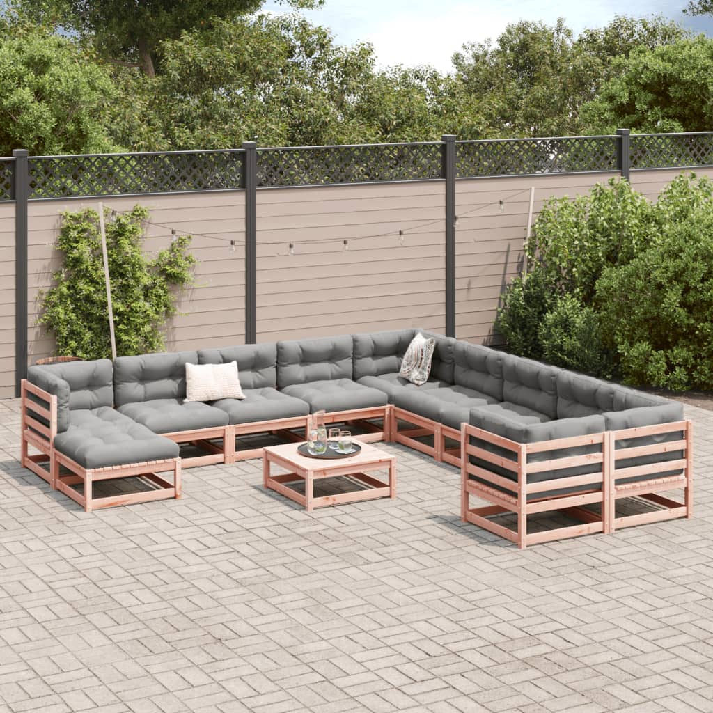 12 Piece Garden Sofa Set with Cushions Solid Wood Douglas Fir