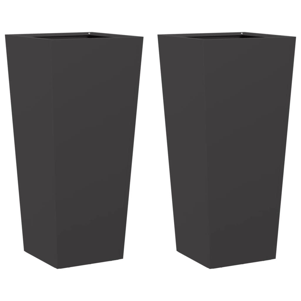 Garden Planters 2 pcs Black 35x35x75 cm Steel