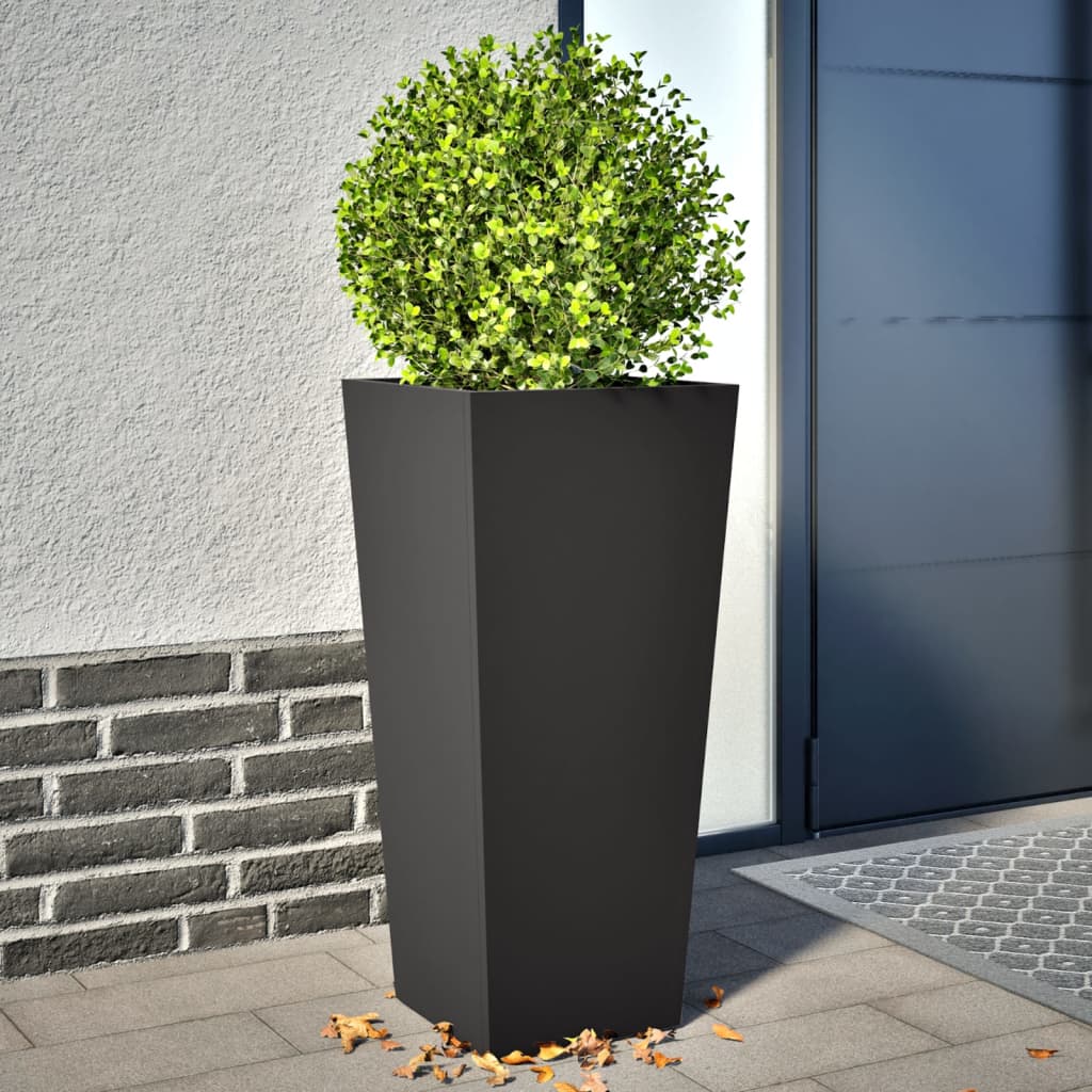 Garden Planters 2 pcs Black 35x35x75 cm Steel