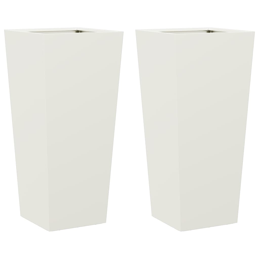 Garden Planters 2 pcs White 35x35x75 cm Steel