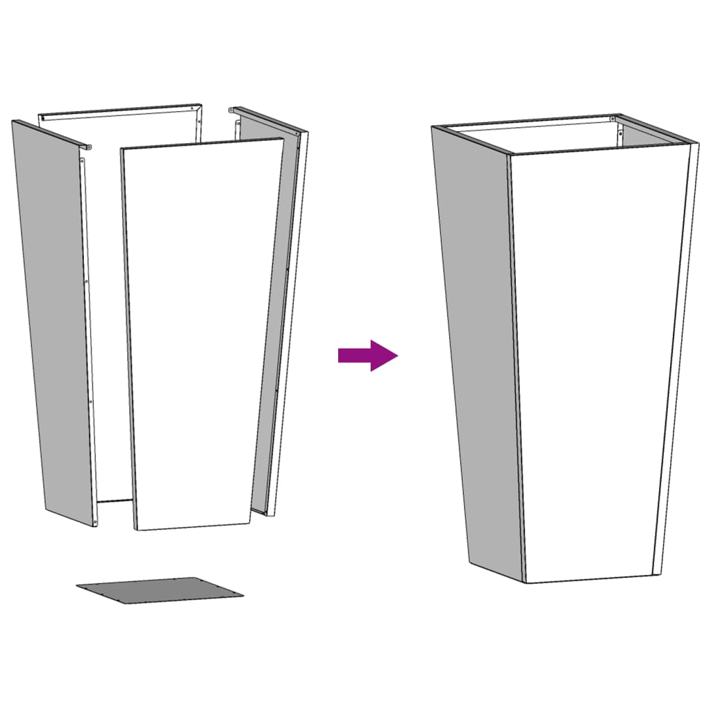 Garden Planters 2 pcs White 35x35x75 cm Steel