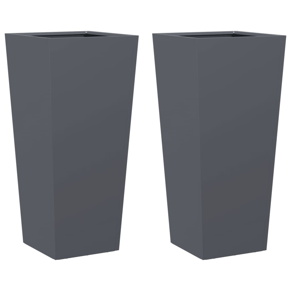 Garden Planters 2 pcs Anthracite 35x35x75 cm Steel