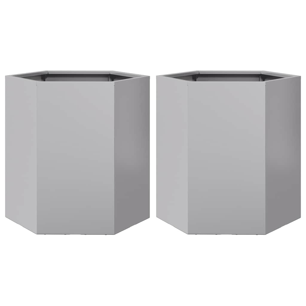 Garden Planters 2 pcs Hexagon 46x40x45 cm Galvanized Steel