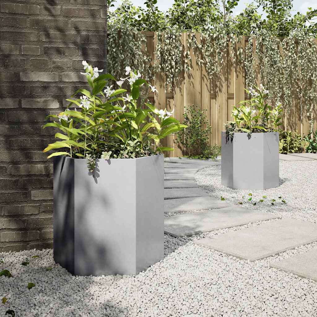 Garden Planters 2 pcs Hexagon 46x40x45 cm Galvanized Steel