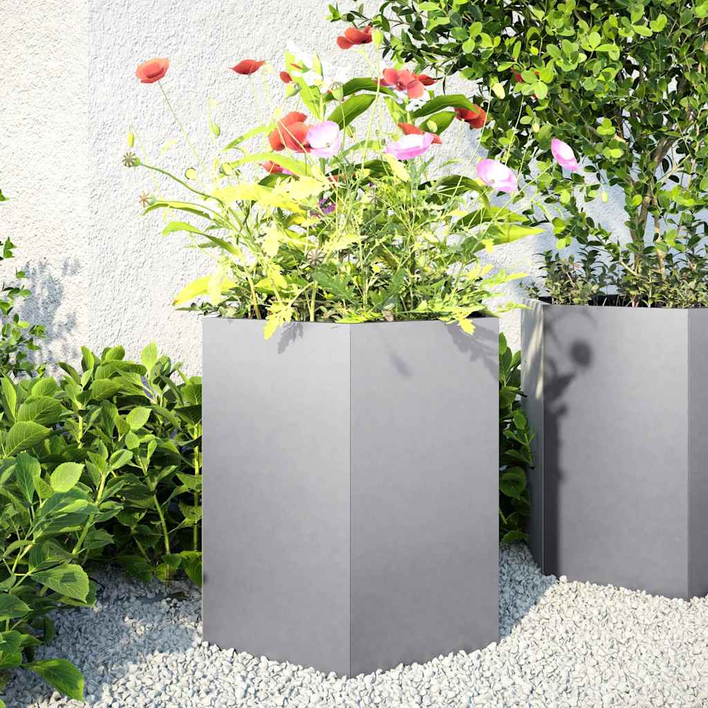 Garden Planters 2 pcs Hexagon 46x40x45 cm Galvanized Steel