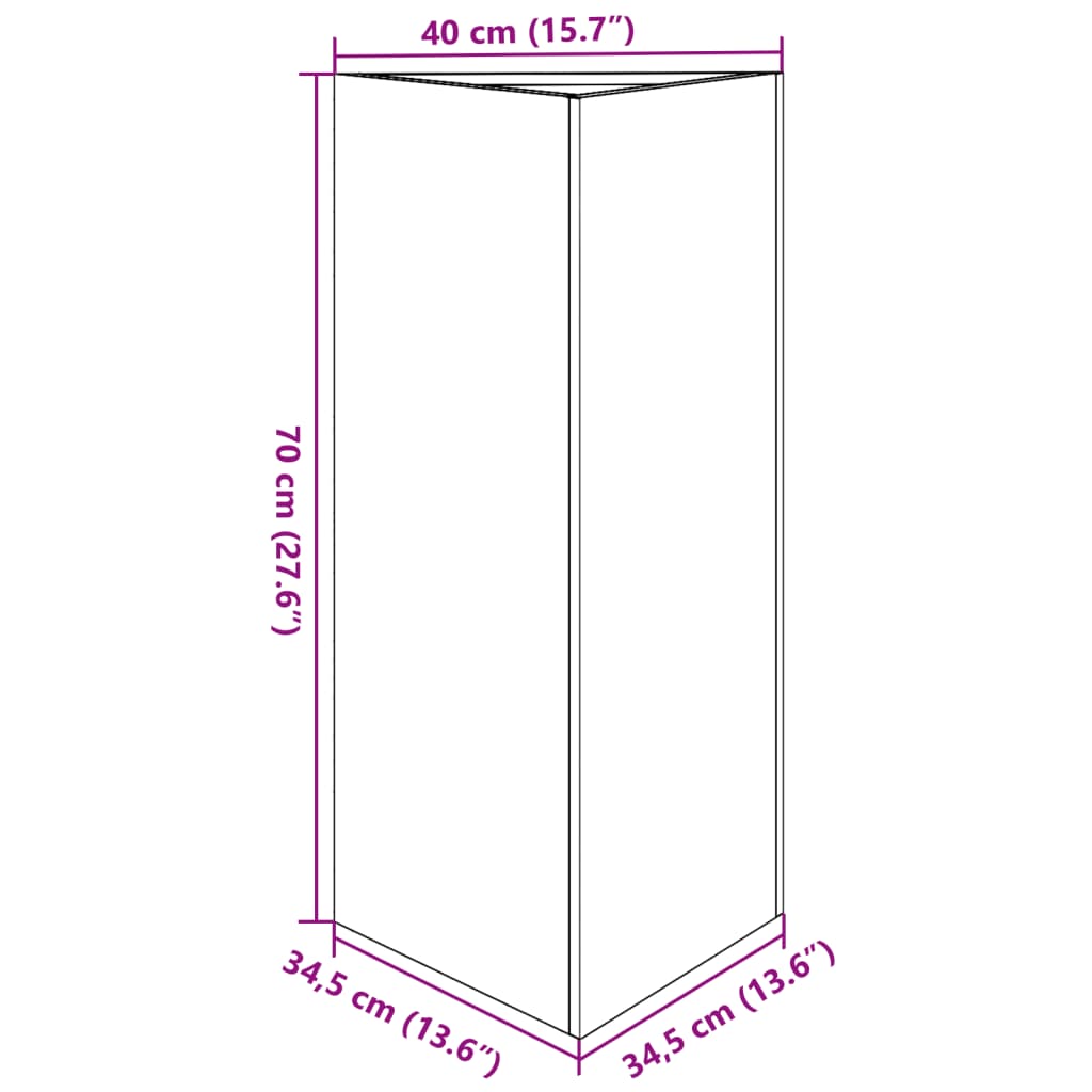 Garden Planter Black Triangular 40x34.5x75 cm Steel