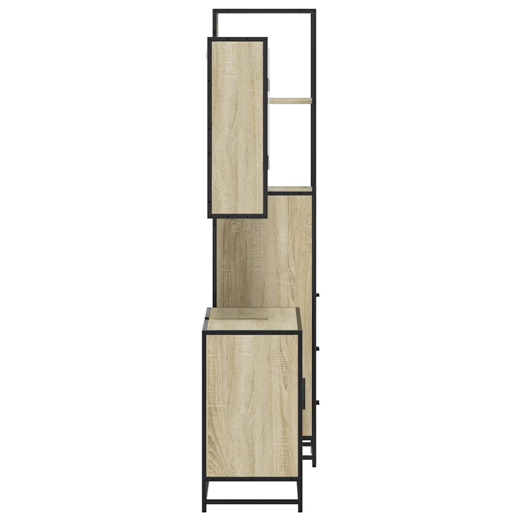 3Â Piece Bathroom Furniture SetÂ Sonoma Oak Engineered Wood