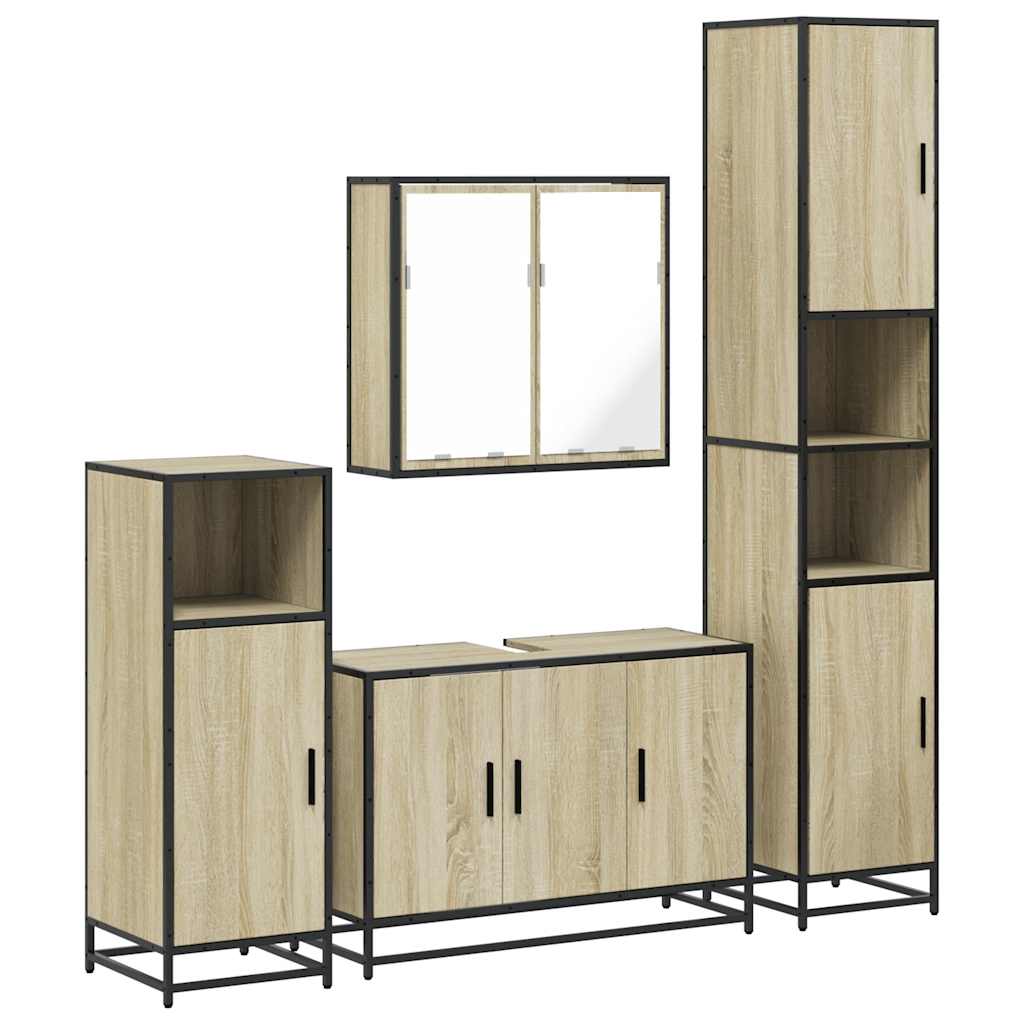 4Â Piece Bathroom Furniture SetÂ Sonoma Oak Engineered Wood