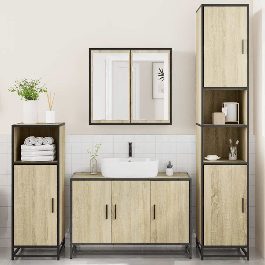 4Â Piece Bathroom Furniture SetÂ Sonoma Oak Engineered Wood