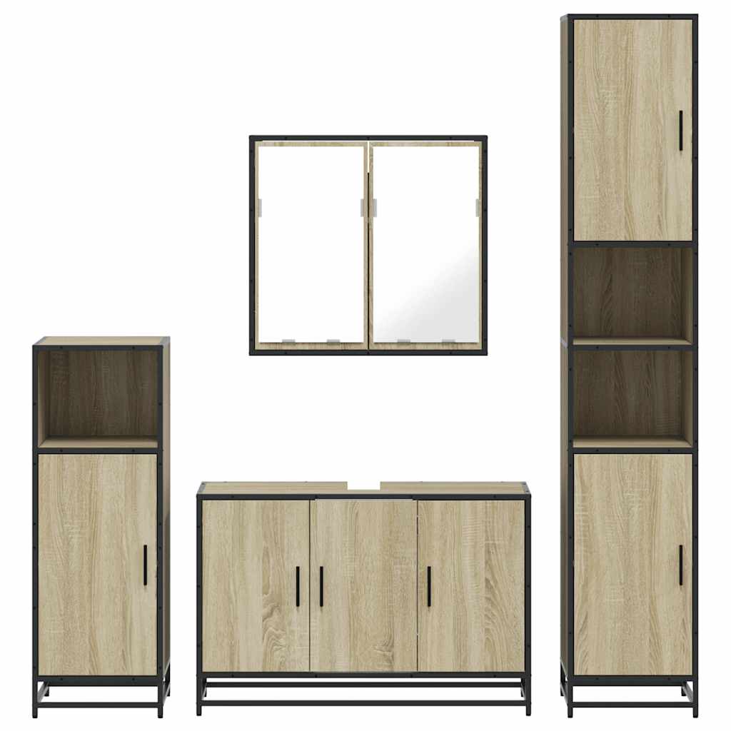 4Â Piece Bathroom Furniture SetÂ Sonoma Oak Engineered Wood
