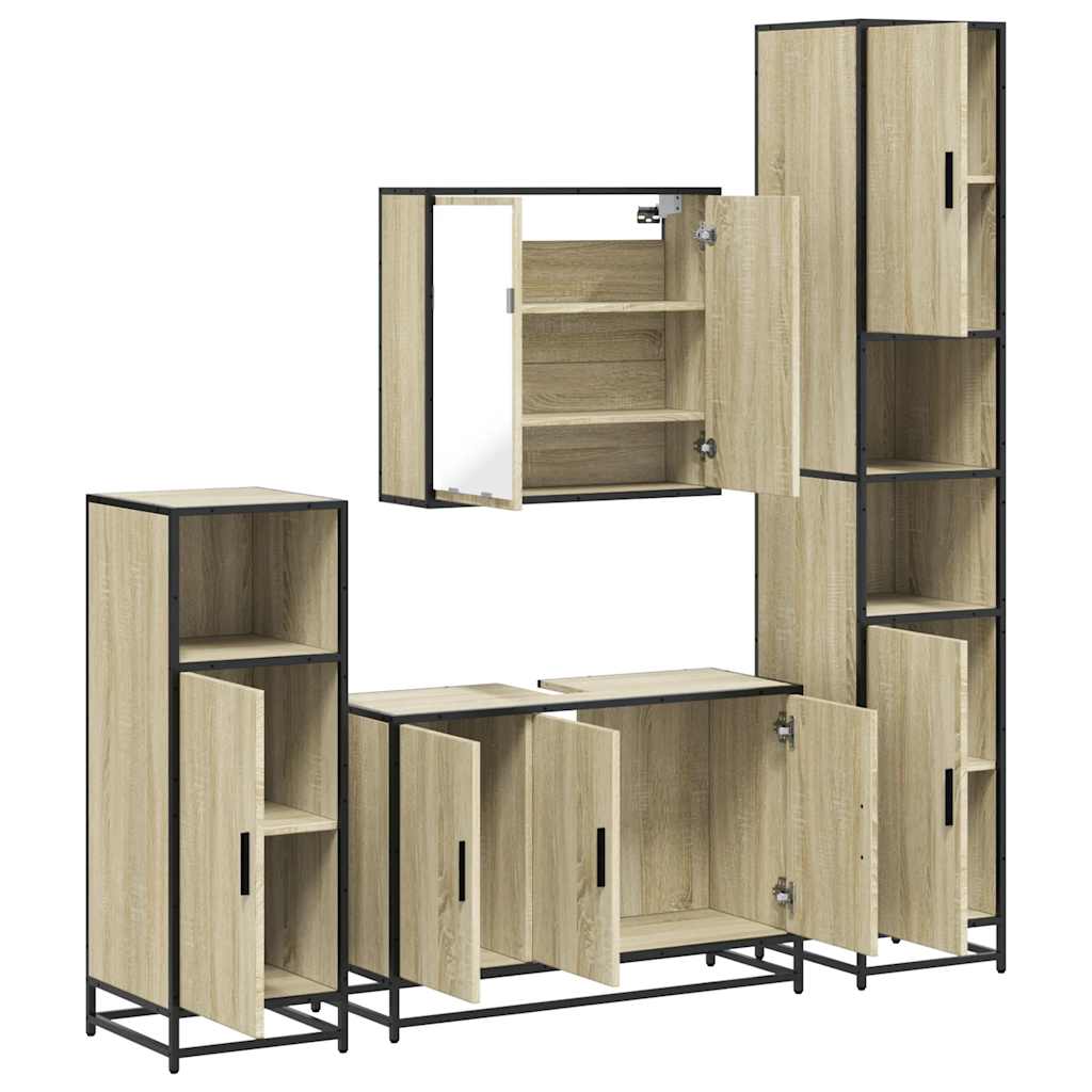 4Â Piece Bathroom Furniture SetÂ Sonoma Oak Engineered Wood