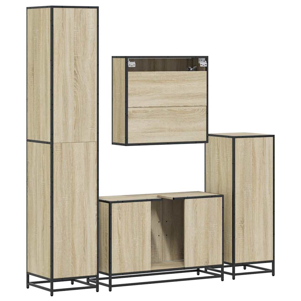 4Â Piece Bathroom Furniture SetÂ Sonoma Oak Engineered Wood