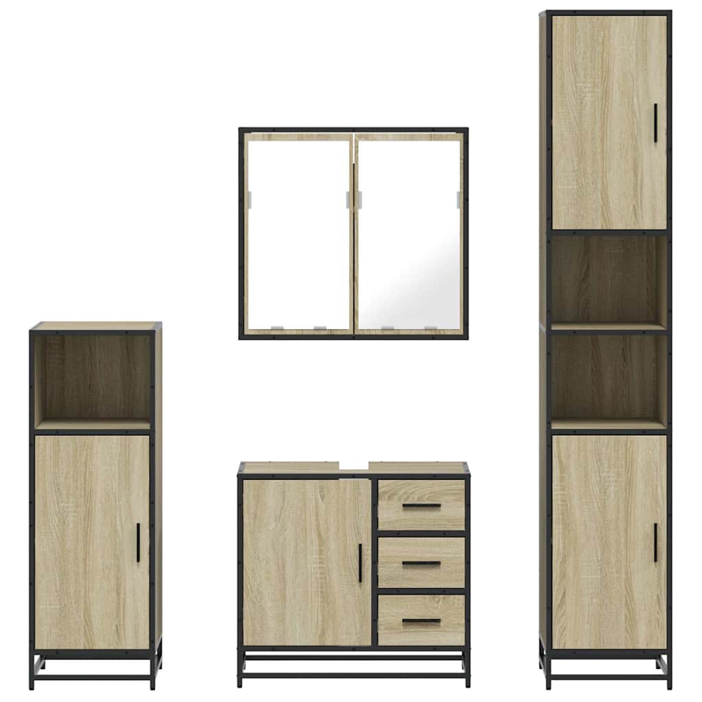 4Â Piece Bathroom Furniture SetÂ Sonoma Oak Engineered Wood