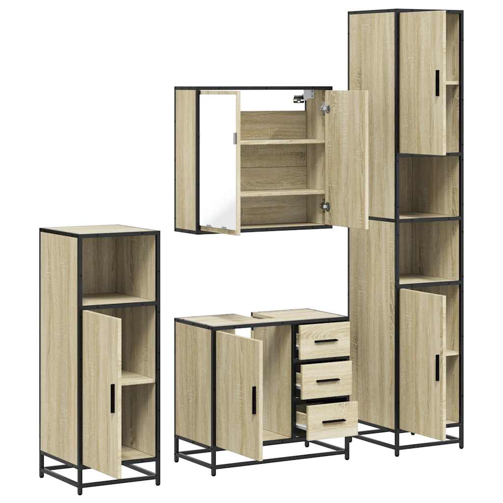 4Â Piece Bathroom Furniture SetÂ Sonoma Oak Engineered Wood