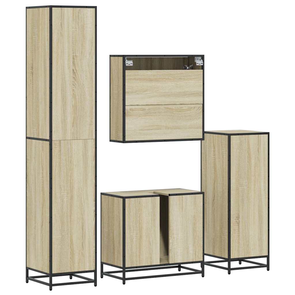 4Â Piece Bathroom Furniture SetÂ Sonoma Oak Engineered Wood