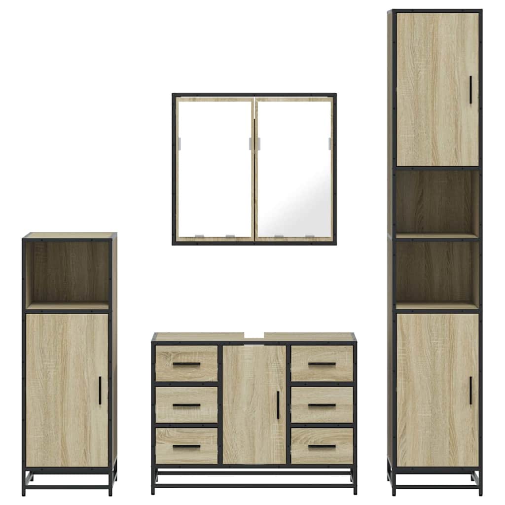 4Â Piece Bathroom Furniture SetÂ Sonoma Oak Engineered Wood