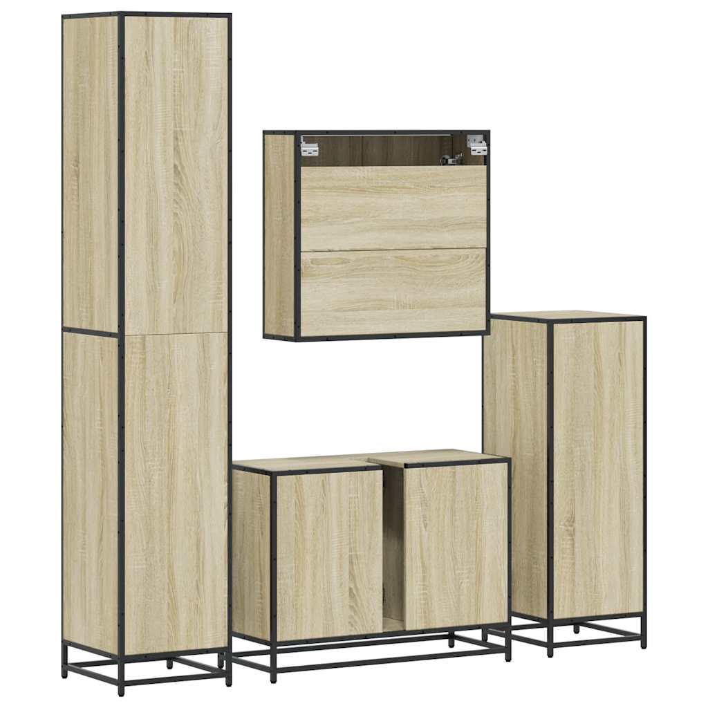 4Â Piece Bathroom Furniture SetÂ Sonoma Oak Engineered Wood