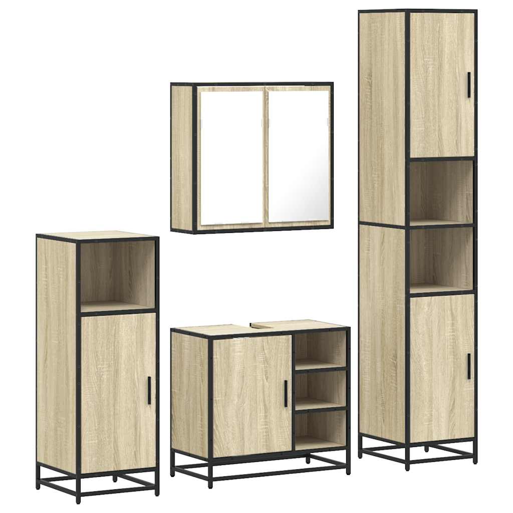 4Â Piece Bathroom Furniture SetÂ Sonoma Oak Engineered Wood
