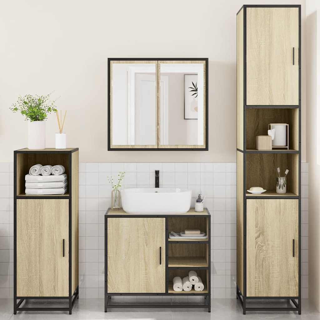 4Â Piece Bathroom Furniture SetÂ Sonoma Oak Engineered Wood