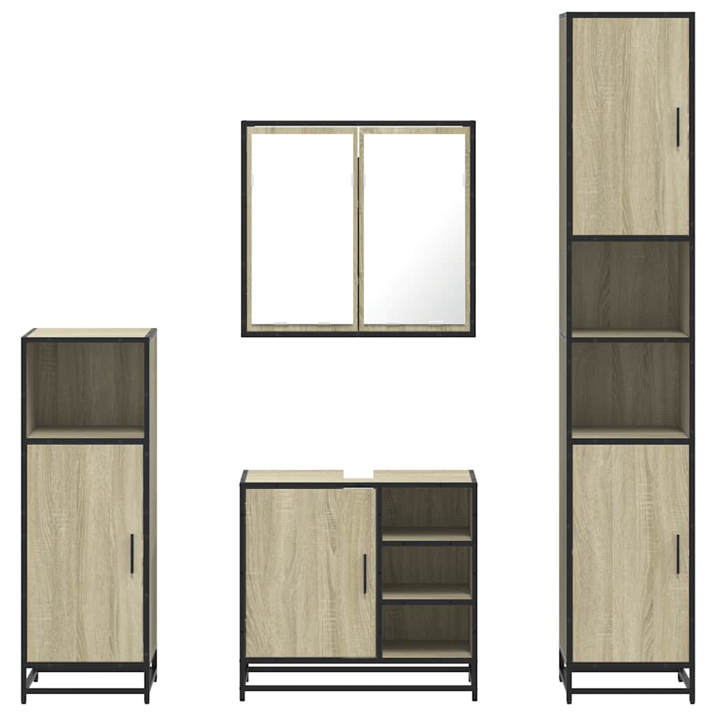 4Â Piece Bathroom Furniture SetÂ Sonoma Oak Engineered Wood
