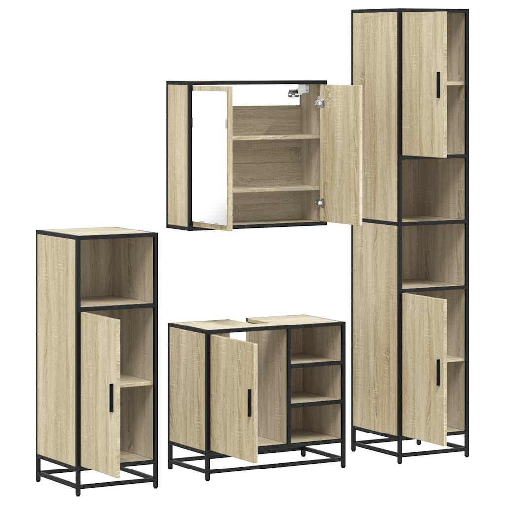 4Â Piece Bathroom Furniture SetÂ Sonoma Oak Engineered Wood