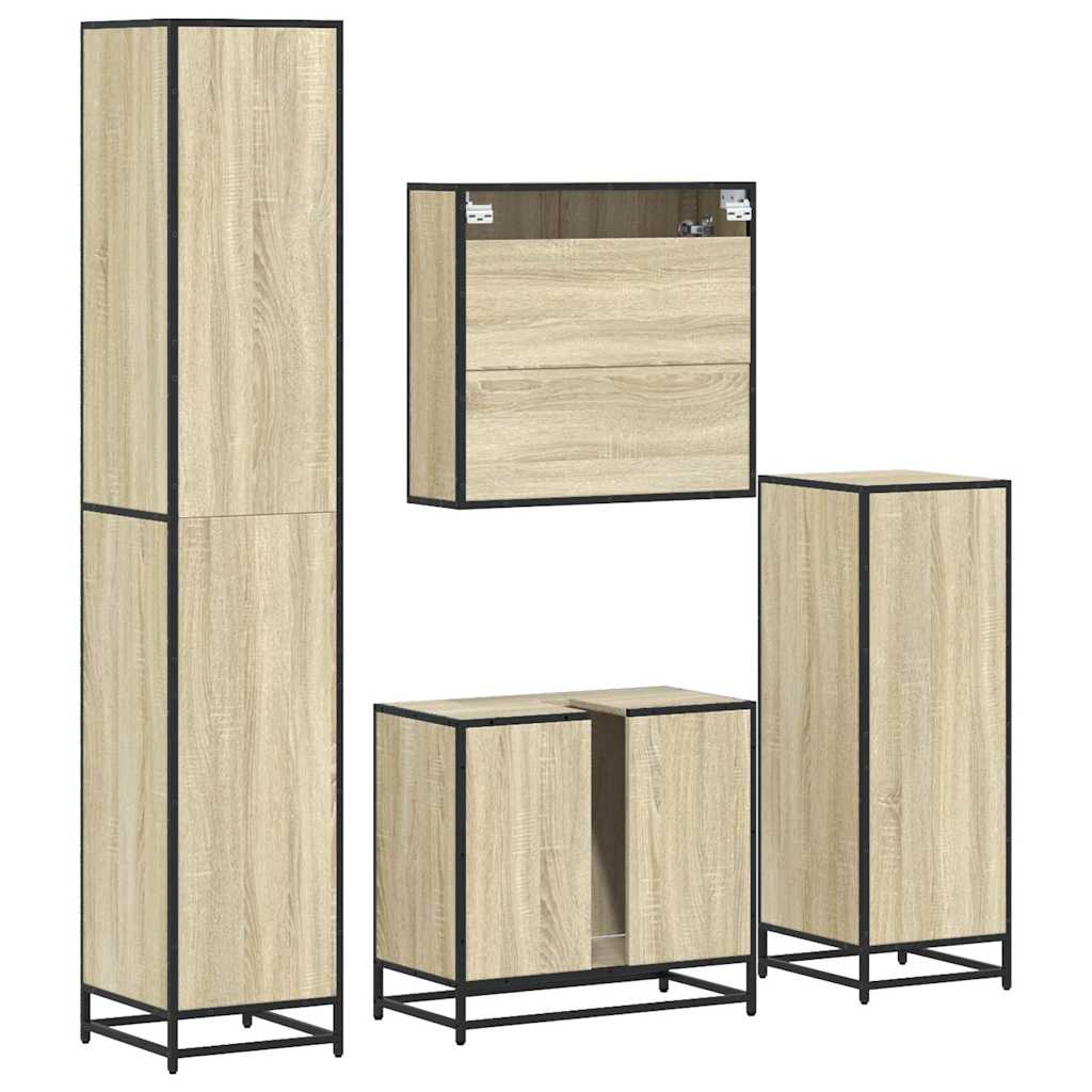 4Â Piece Bathroom Furniture SetÂ Sonoma Oak Engineered Wood