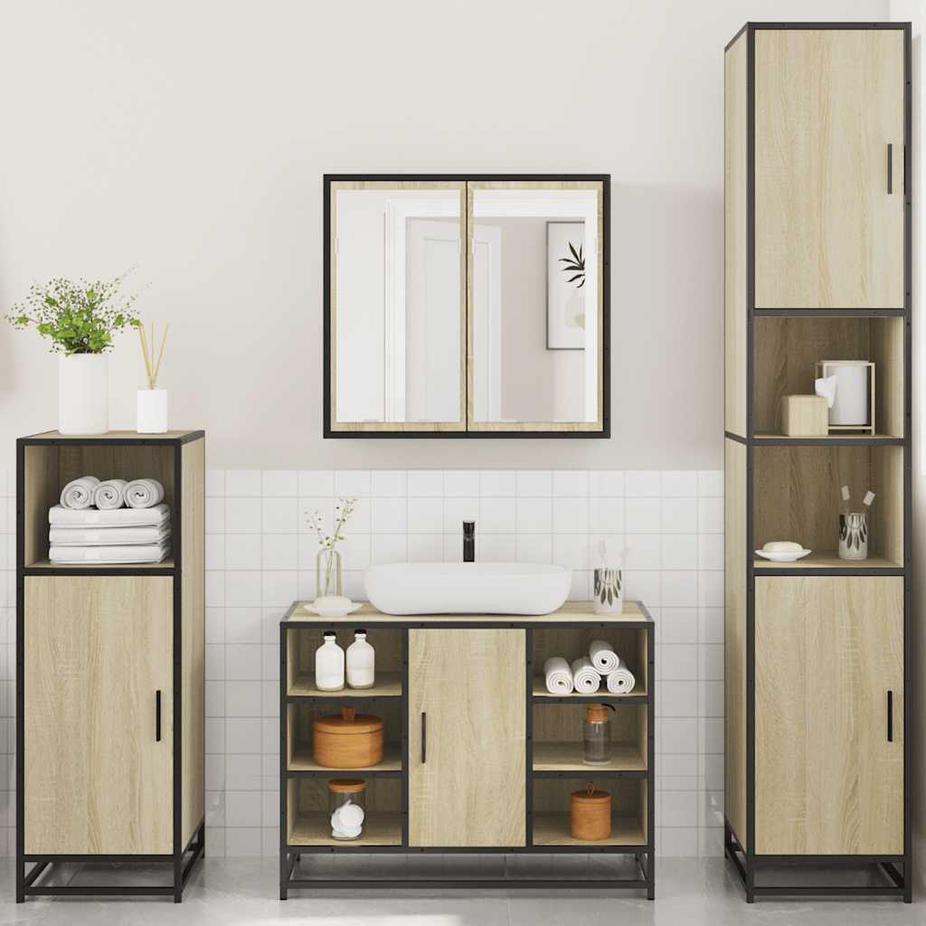 4Â Piece Bathroom Furniture SetÂ Sonoma Oak Engineered Wood