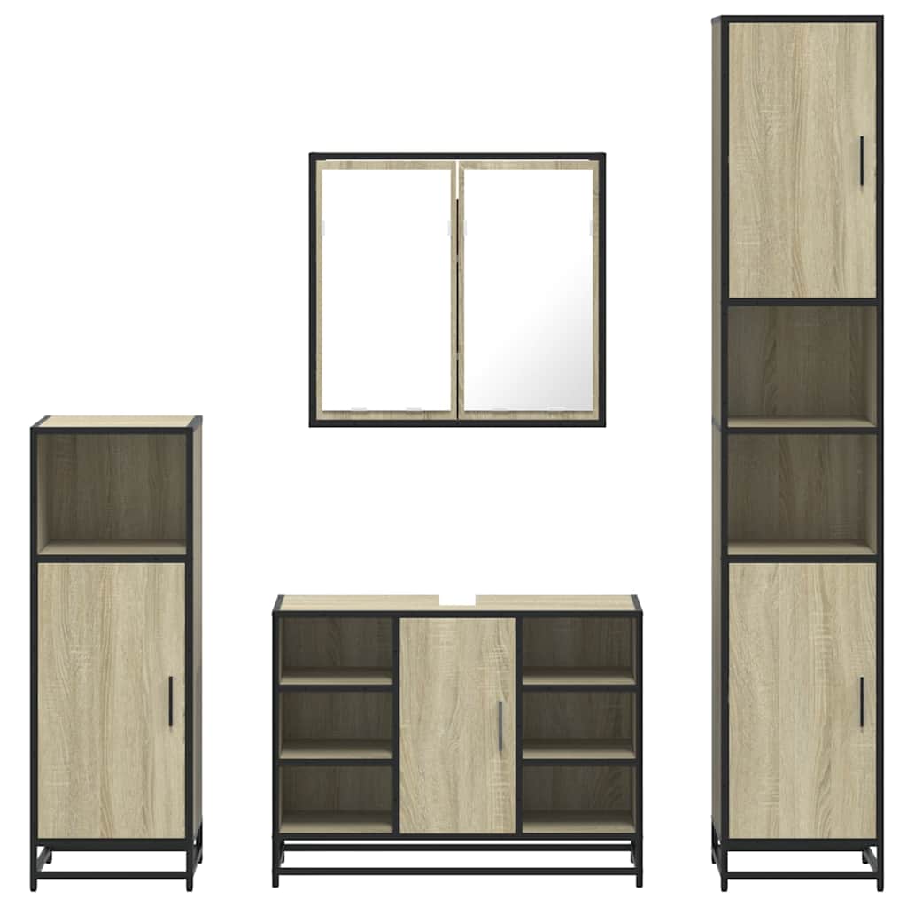 4Â Piece Bathroom Furniture SetÂ Sonoma Oak Engineered Wood