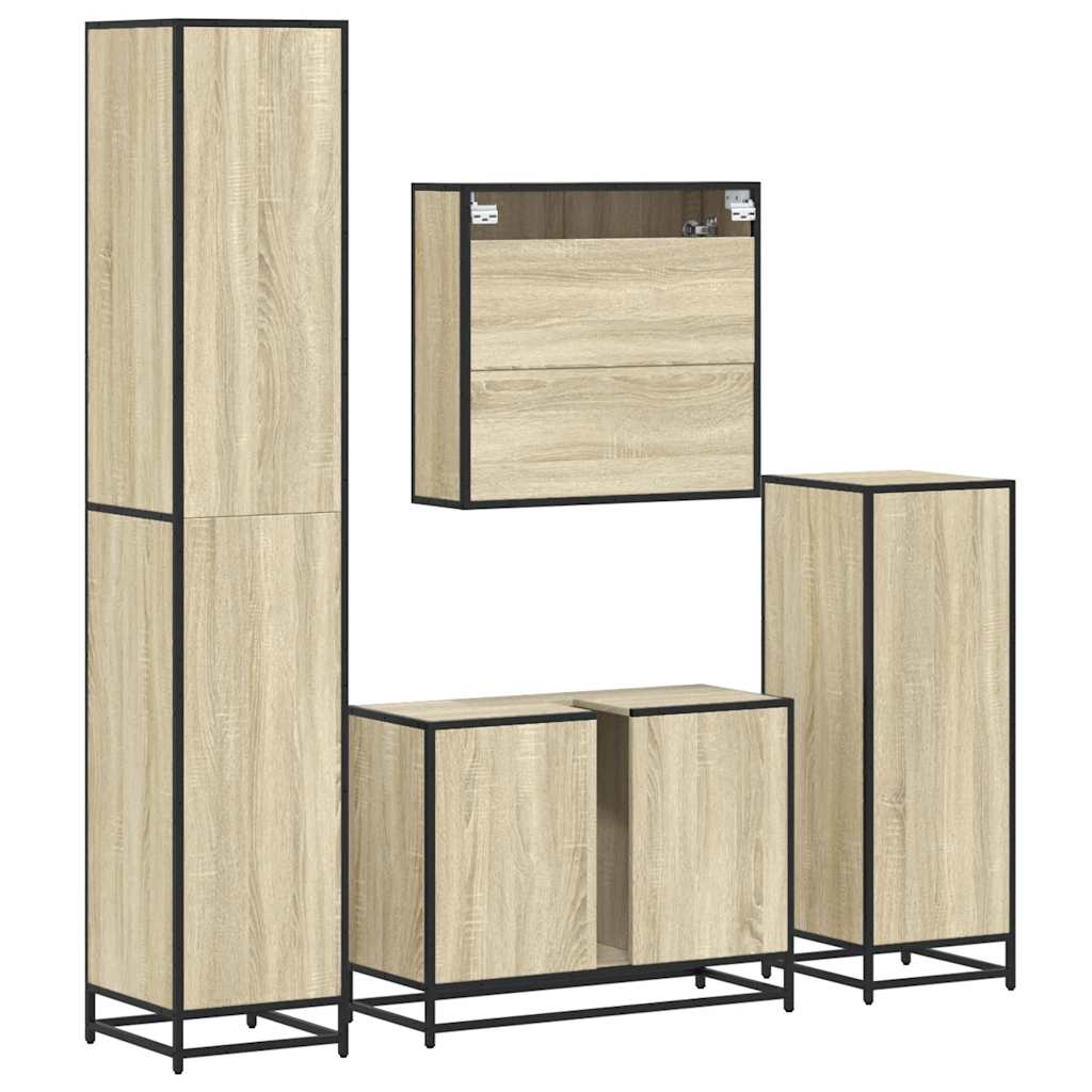 4Â Piece Bathroom Furniture SetÂ Sonoma Oak Engineered Wood