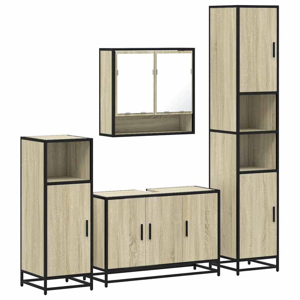 4Â Piece Bathroom Furniture SetÂ Sonoma Oak Engineered Wood