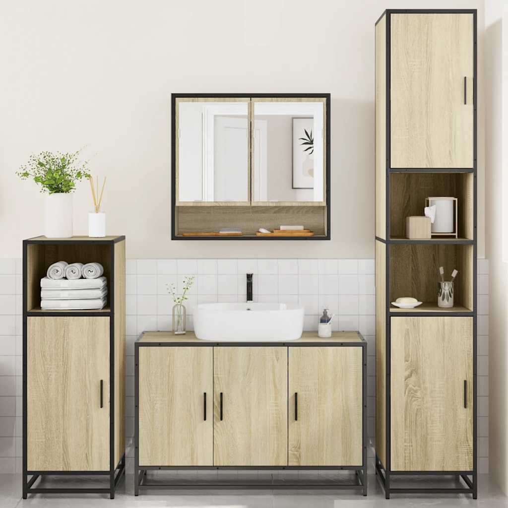 4Â Piece Bathroom Furniture SetÂ Sonoma Oak Engineered Wood