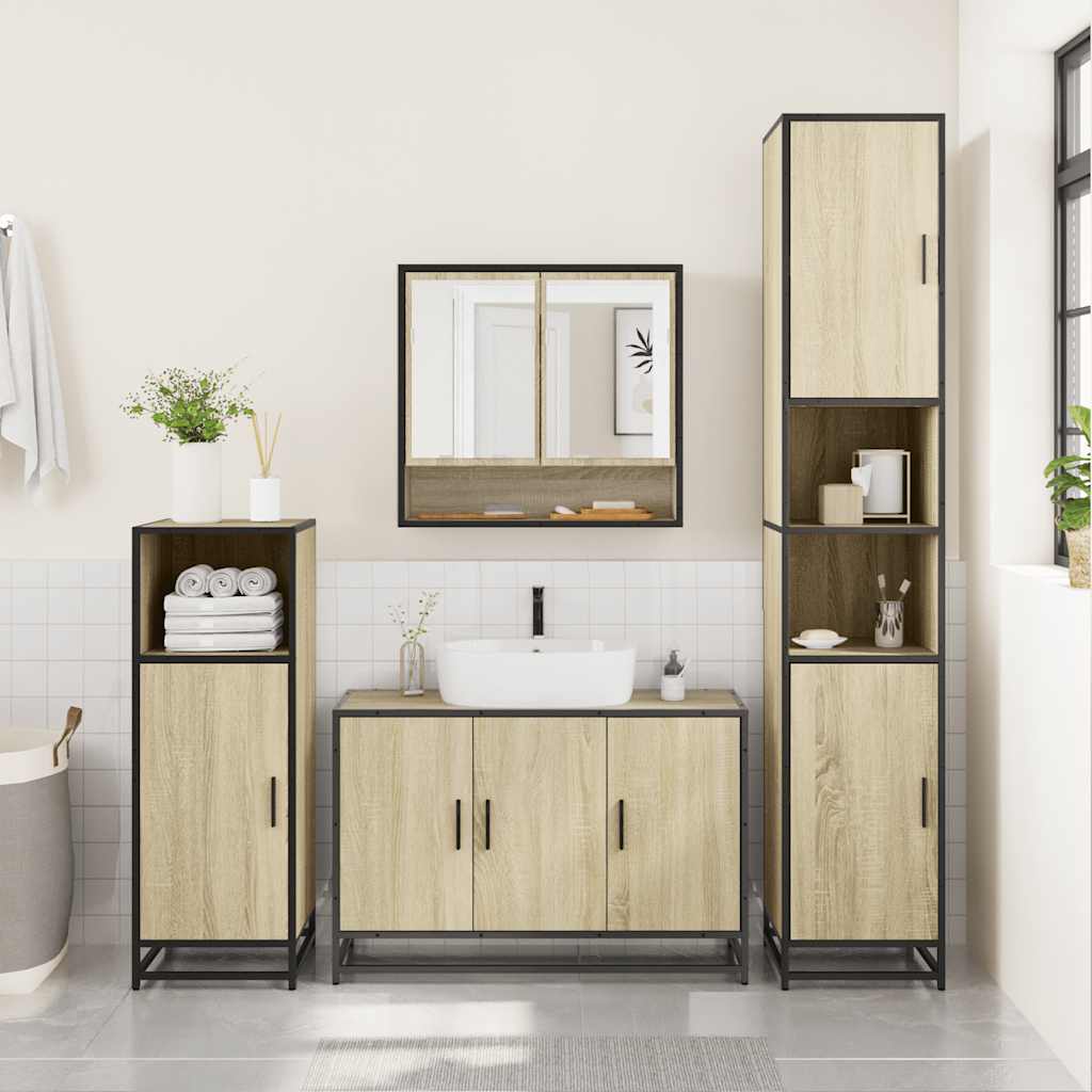 4Â Piece Bathroom Furniture SetÂ Sonoma Oak Engineered Wood
