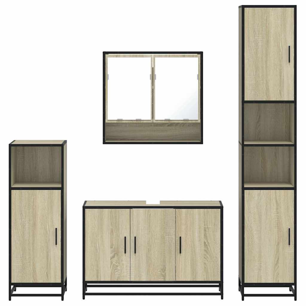 4Â Piece Bathroom Furniture SetÂ Sonoma Oak Engineered Wood