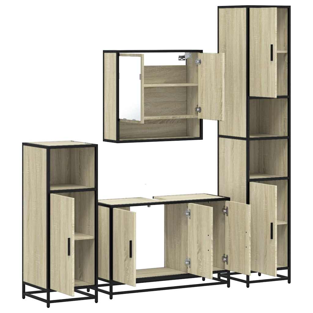 4Â Piece Bathroom Furniture SetÂ Sonoma Oak Engineered Wood