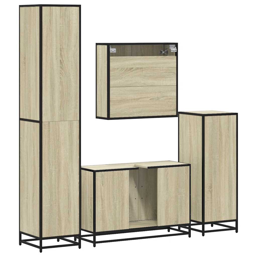 4Â Piece Bathroom Furniture SetÂ Sonoma Oak Engineered Wood